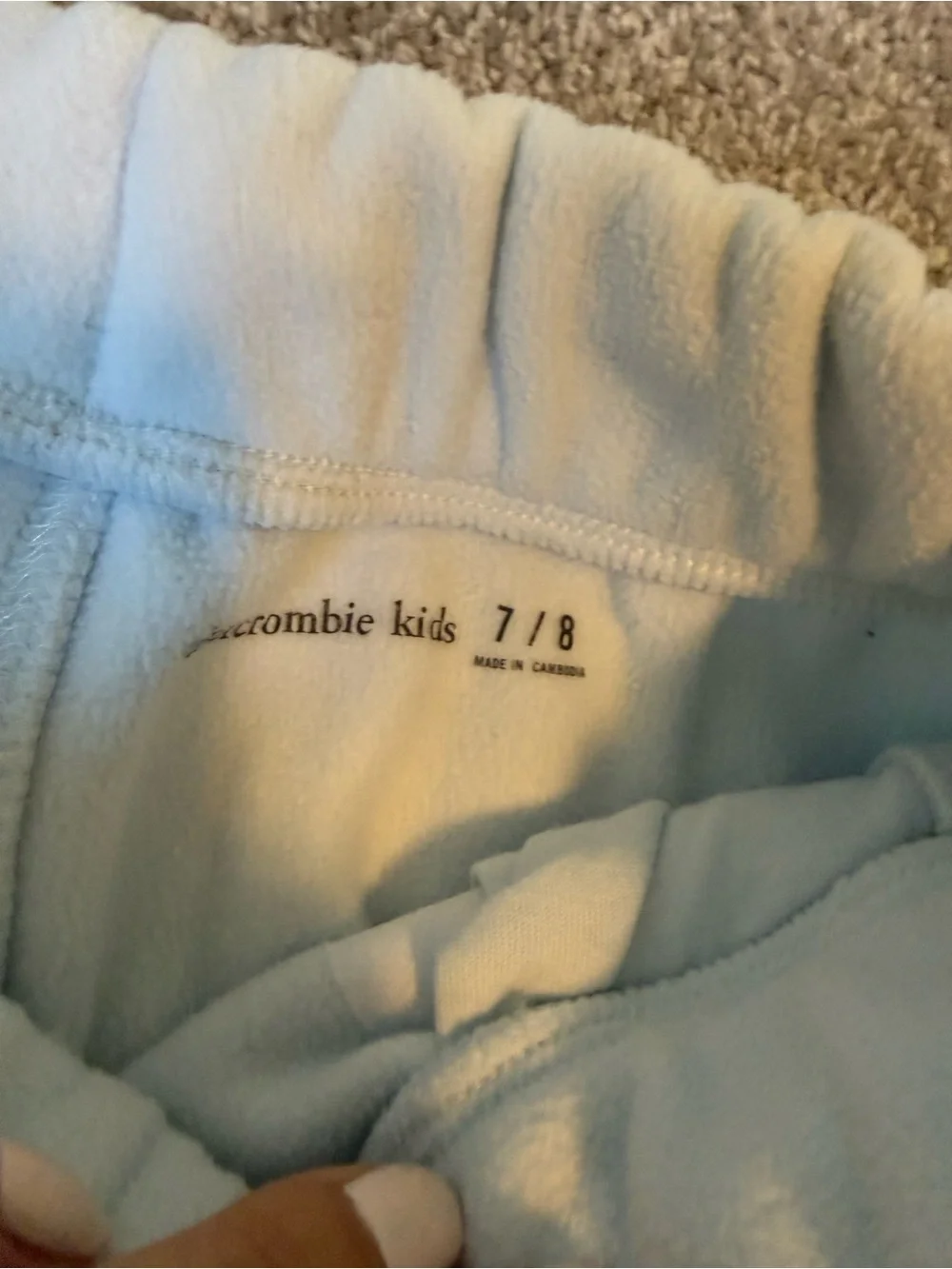 abercrombie kids light blue wide leg sweatpants 7/8